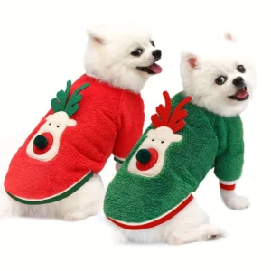 Green Christmas Pullover Dog Sweater Warm Outfit
