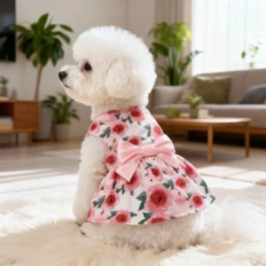 Rose Pattern Pullover Dog Dress for Small Dogs