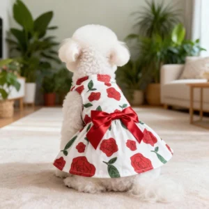 Rose Pattern Pullover Dog Dress for Small Dogs
