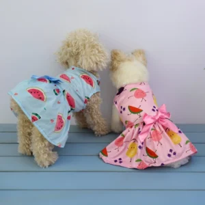 Fruit Print Bow Dog Dress