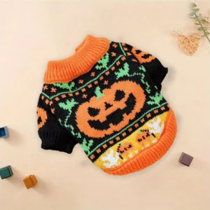 Yellow Halloween Pumpkin Pet Pullover Sweater