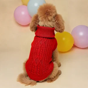 Solid Knit Dog Sweater for Autumn Winter