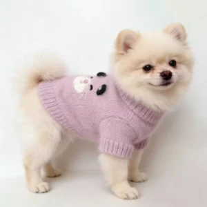 Purple Cotton Knit Dog Sweater for Small Dogs
