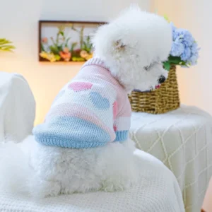 Blue Love Jacquard Cotton Dog Hoodie
