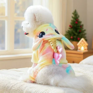 Pink Rainbow Mane Hooded Dog Costume