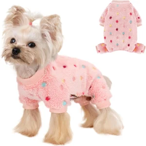 Polka Dot Fleece Dog Onesie Pajamas