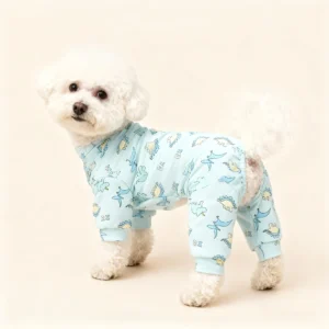 Blue Dinosaur Printed Dog Onesie Pajamas