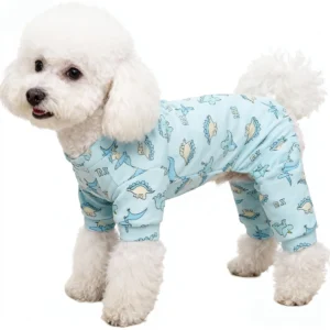 Blue Dinosaur Printed Dog Onesie Pajamas