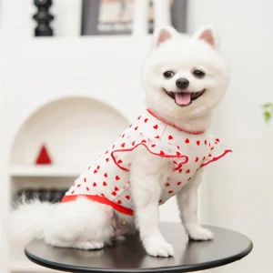 Heart Print Flutter Sleeve Dog Shirt