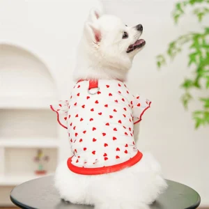 Heart Print Flutter Sleeve Dog Shirt